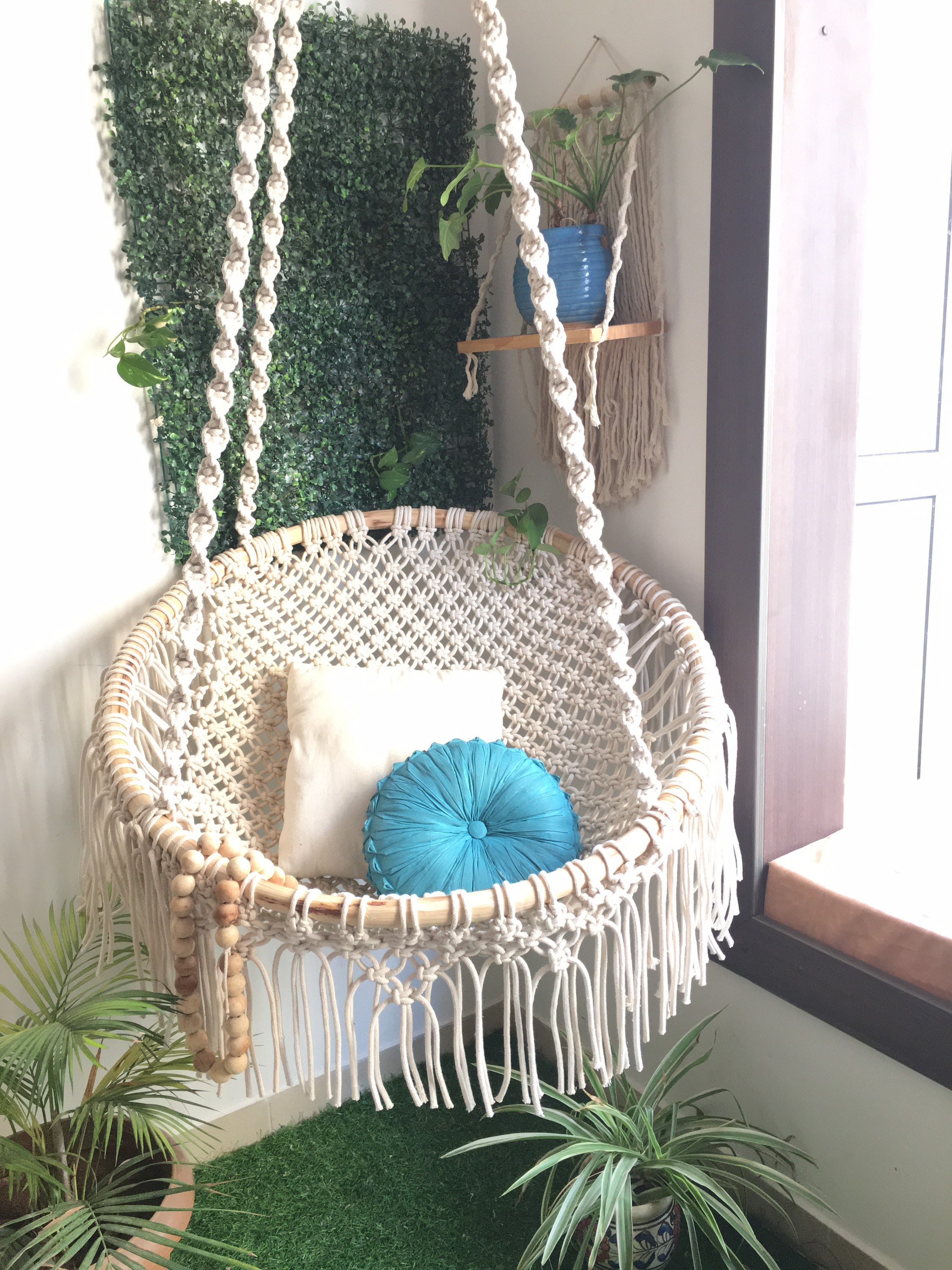 Silla colgante Macrame, silla columpio para adultos, silla colgante de  dormitorio, columpio interior, columpio de porche, columpio de hamaca  interior, silla de hamaca de ganchillo -  México