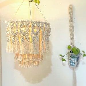 Boho light,Macrame chandelier, boho light, hanging lamp, bohemian lamp shade,large chandelier,boho decor