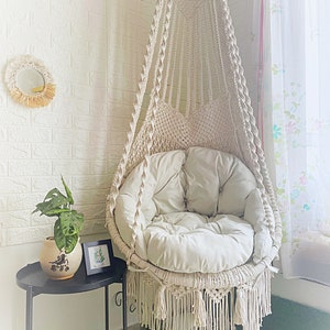 Macrame hanging chair, handmade chair, hammock chair, indoor swing chair, outdoor swing chair, hammock chair, macrame round swing