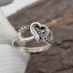 Infinity Heart Ring, Symbol Ring, Solid 925 Sterling Silver Ring, Valentine Gift, Heart Promise Ring, Beautiful Lover Gift