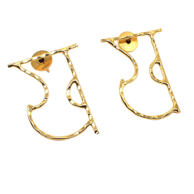 Hindi Initial Alphabet Studs Gold Plated Earrings, Hindi Letter