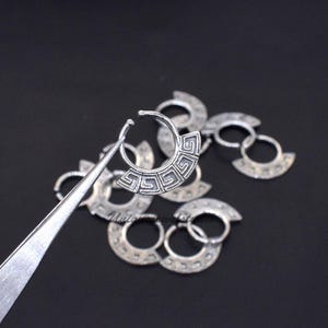 Ornate Indian Sterling Silver Septum Ring: Tribal Nose Piercing