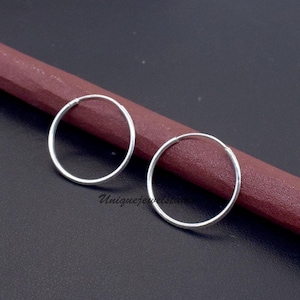 Brincos de argola em prata esterlina: argolas delicadas e hipoalergênicas (17 mm)
