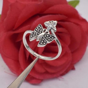Butterfly Solid 925 Sterling Silver Ring, Spirit Ring, Birthday Baby Girl Ring, Flying Butterfly Ring, Twin Butterfly Halloween Ring