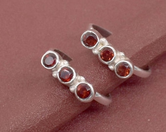 Garnet Sterling Silver Toe Ring: Adjustable Beach Jewelry