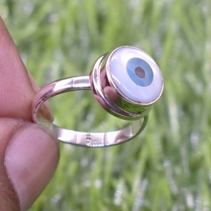Evil Eye Ring, 925 Sterling Silver Evil Eye Ring, Evil eye, Sterling silver Stackable Evil Eye Ring, Minimalist Ring, Father&#39;s Day Gift