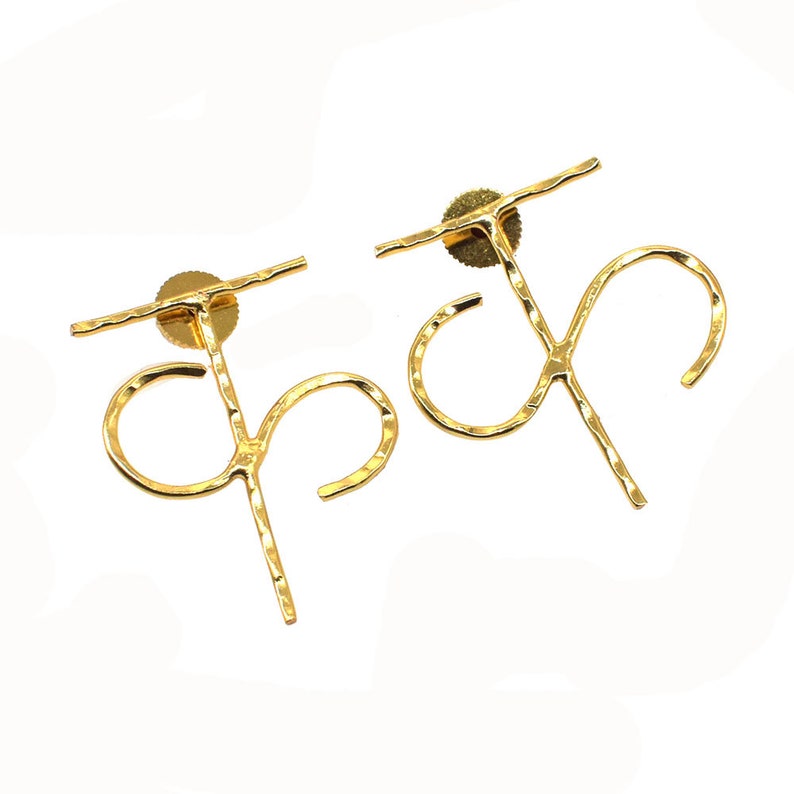 Hindi Initial Alphabet Studs Gold Plated Earrings, Hindi Letter