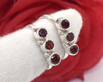 Red Toe Ring, Garnet Sterling Silver Toe Ring, Bare Foot Jewelry, Adjustable Toe Ring, Pair Of Toe Rings, Beach Jewelry, Body Jewelry