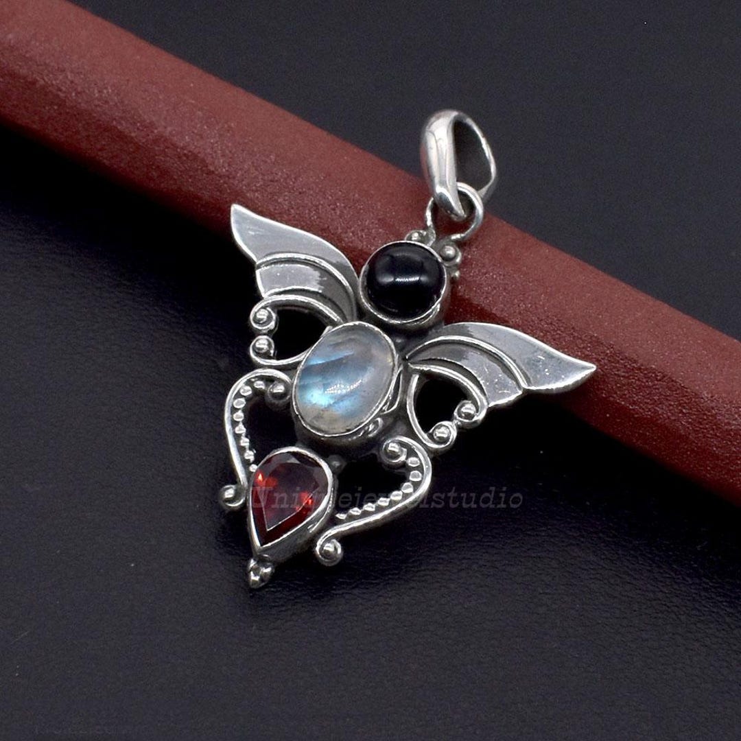 CHENGHONG Collana Ali D'Angelo In Argento 925 Con Pietra Di Luna – Regalo Donna
