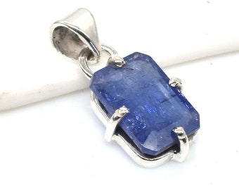 Rectangle Tanzanite Pendant: 925 Sterling Silver Gemstone Necklace