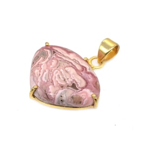Rhodochrosite Pendant: Romantic Pink Gemstone, Gold Plated Silver