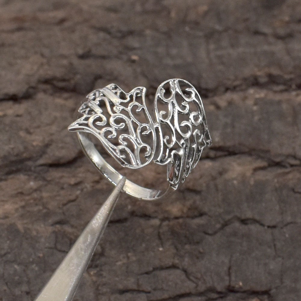 Filigree Hamsa Hand Ring: 925 Sterling Silver Hand Of Fatima