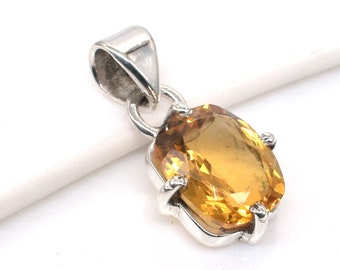 Yellow Citrine Earrings & Pendant Jewelry Set 925 Sterling Silver Jewelry Set, Valentine's Day Gifts Women's Jewelry Set