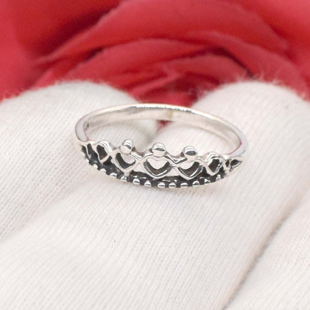 Princess Crown Ring Queen Tiara Crown 925 Sterling Silver Ring, Heart ...