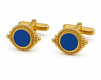 22K Gold Plated Shirt Cufflinks Handmade Accessories for Men Enamel