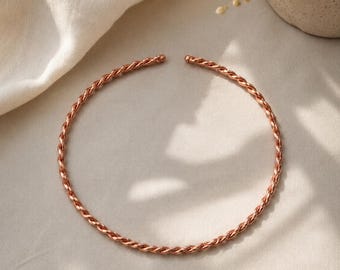 Pure Copper Twisted Neck Choker Meditation Balance Necklace