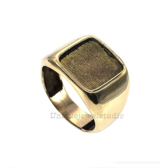 Chevaliere elegante en laiton pour homme pierre precieuse de forme carree ensemble personnalise bague pour homme en laiton dore bijoux faits main meilleur cadeau pour lui papa Etsy France
