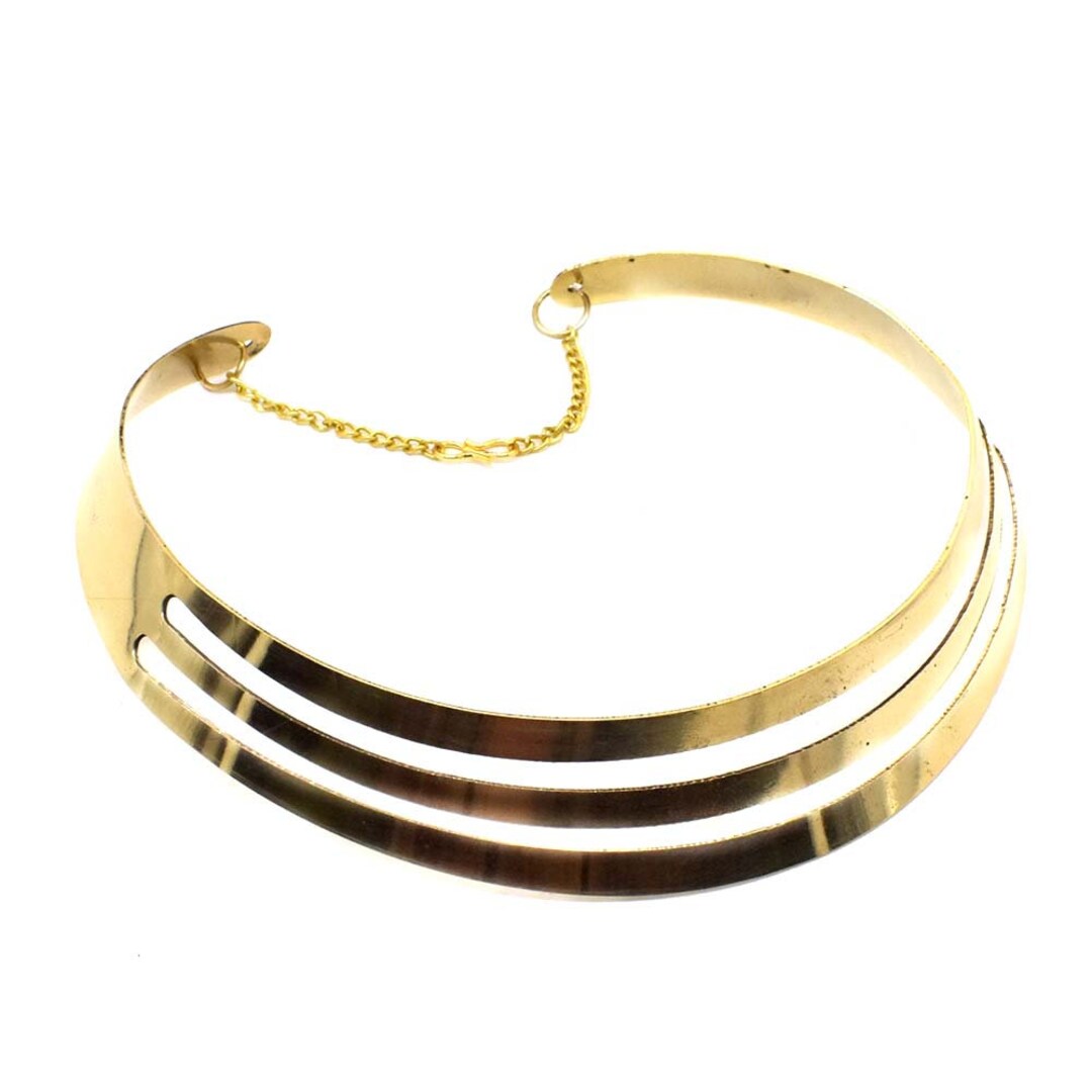 Three Layer Minimalist Choker Necklace Brass Choker Chain Necklace