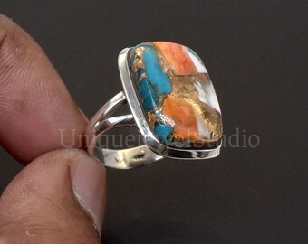 Sterling Silver Spiny Oyster Turquoise Ring