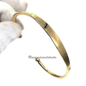 Solid Brass Bangle: Adjustable Bohemian Stacking Bangle