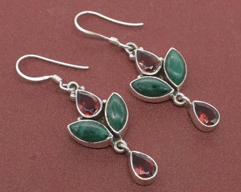 Assorted Gemstone Silver Earrings 925 Sterling Silver, Wholesale Bulk Drop Earrings, Natural Gemstone Dangle Earrings