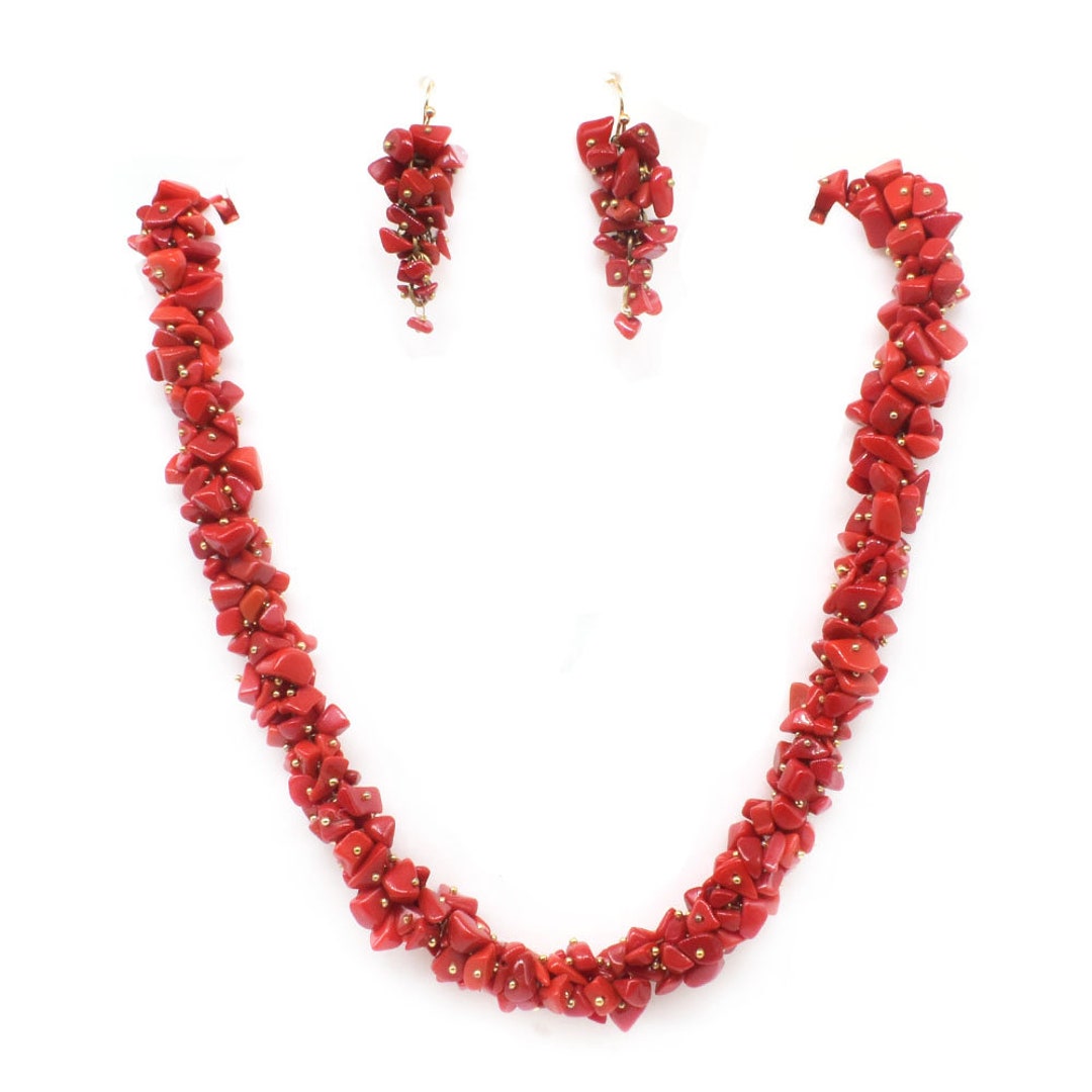 Red Coral Nuggets 4 Mm to 5 Mm Chips Gold Plated Beaded Etsy