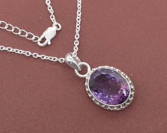 Amethyst Sterling Silver Necklace: February Birthstone Pendant