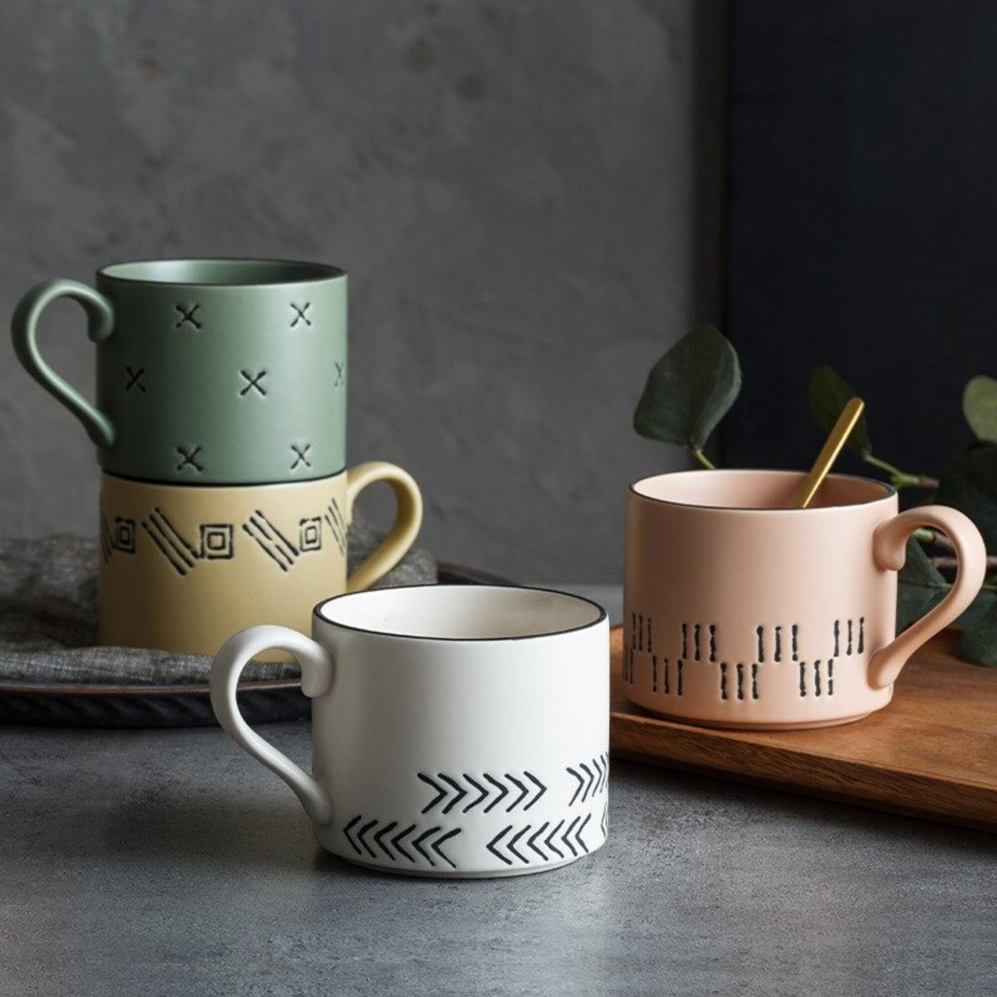 Nordic Style Ceramic Mugs With Triangular Handles – Terra Powders