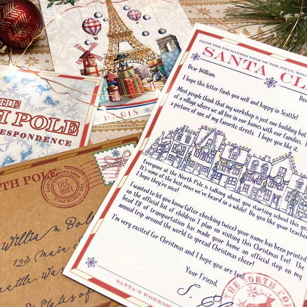 Personalized Letter and Christmas Eve Postcard from Santa Claus