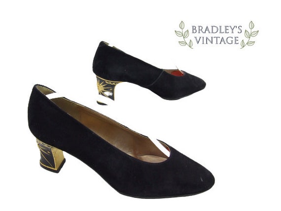 gold block heels size 5