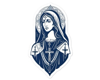 Blue Virgin Mary Orthodox Icon Sticker