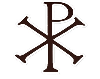 Chi Rho Christogramm Aufkleber, kyberneter Aufkleber, katholisches Aufkleber Geschenk, Bibelaufkleber, Wasserflasche Vinyl Aufkleber