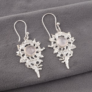 Rose Quartz  Earrings,  Drop & Dangle Earrings, 925 Sterling Silver Jewelry, Birthday Gift, Earrings For Mother