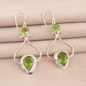 Peridot Drop Earrings: 925 Sterling Silver Dangle Jewelry