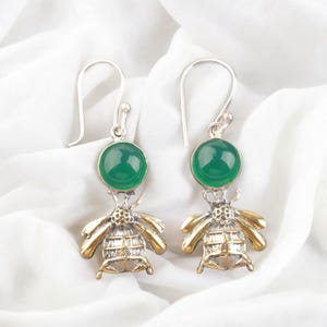 Remarkable Green Onyx  Cab Earrings, Green  Drop & Dangle Earrings, 925 Sterling Silver Jewelry, Birthday Gift, Earrings For Mother