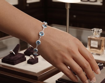 Elegant Tanzanite Bracelet,925 Sterling Silver Jewelry, Engagement Gift, Bracelet For Wife