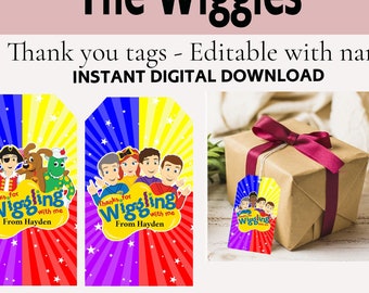 Redigerbara Wiggles Color Burst-födelsedagstacktaggar