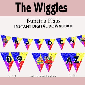 Wiggles Birthday Bunting Banner Flags
