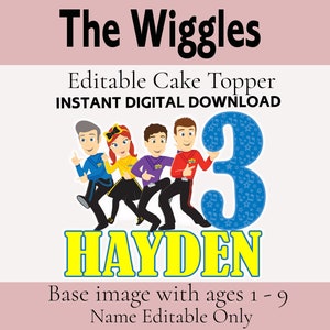 Editable Wiggles Birthday Cake Topper