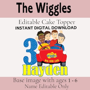 Editable Wiggles Birthday Cake Topper