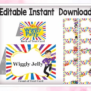 Tiendas de campaña de cumpleaños editables de Wiggles