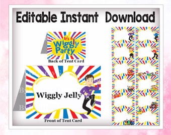 Editable Wiggles Birthday Tents