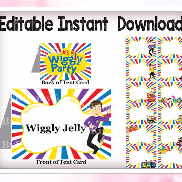 Editable Wiggles Birthday Tents