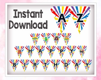 Wiggles Birthday Bunting Banner Flags