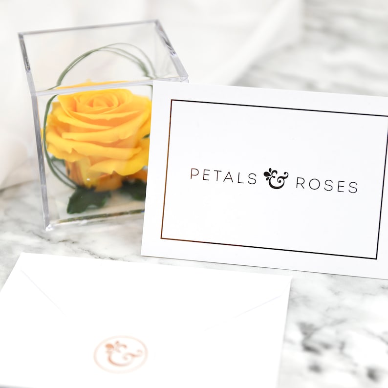 Luxury Real Yellow Forever Rose Cube Real Preserved Rose - Etsy