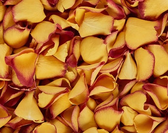 Sunset Kiss Dried Rose Petals | Yellow & Red | Luxury Biodegradable Rose Petal Confetti | Petals for Weddings, Celebrations and Events