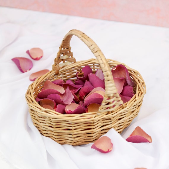 Cesta de pétalos de niña de flores / Pétalos de rosa y hortensia  liofilizados de lujo / Confeti de niña de flores de boda / Boda de otoño -   México