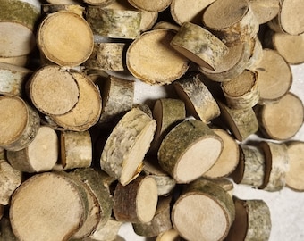150 Birch Wood Slices with Bark | Rustic Small Wood Discs for Crafts