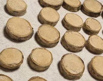 バーチ材スライス（40枚）– 1～1.4インチ、サンディング加工された素朴なクラフト用木製ディスク