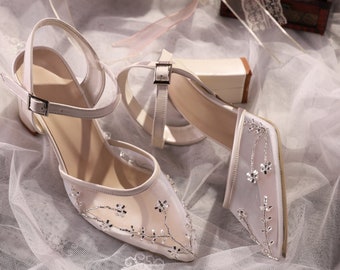 Stone Embellished, Tulle with stone embellishment , Wedding Shoes , Bridal Shoes , Bride Shoes , Embellished Tulle